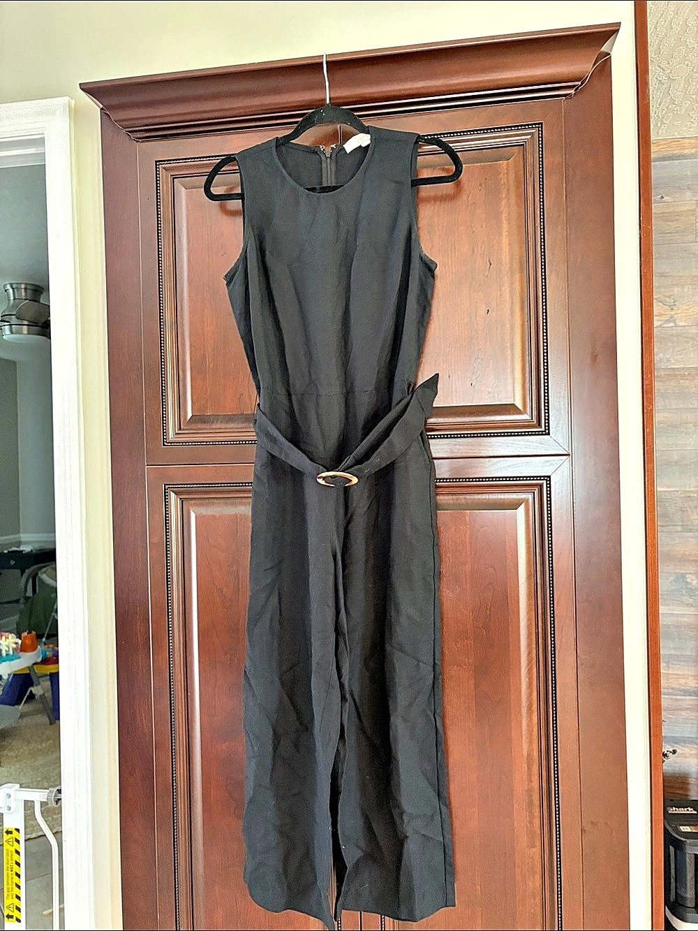 LOFT Black Linen Jumpsuit Size 4P Like New